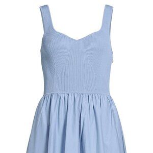 Tanya Taylor - Josephina Mixed Media Tiered Midi-Dress Blue Bird Color